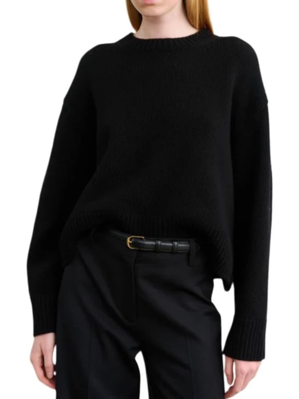 Nili Logan Black Merino Wool & Baby Alpaca Pullover Sweater